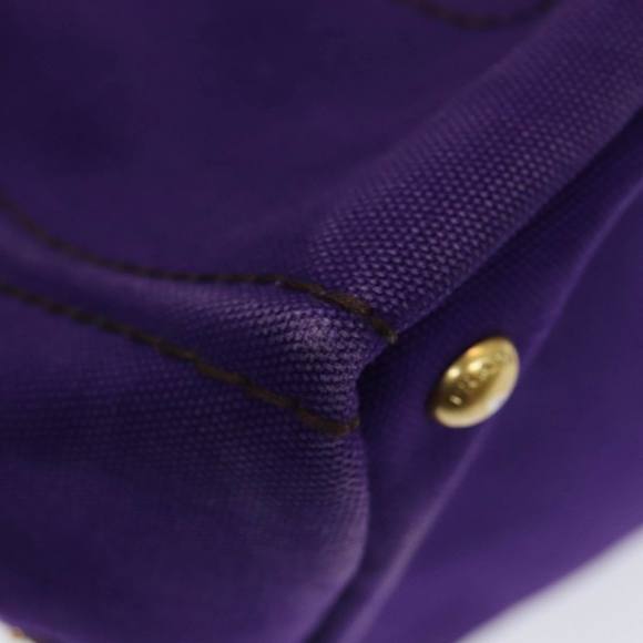 PRADA Canapa MM Hand Bag Canvas Purple Gold Auth yk14234 - Picture 10 of 16
